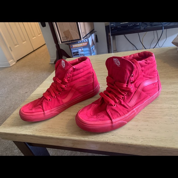 Cherry Red Old School High top Vans - Picture 5 of 8